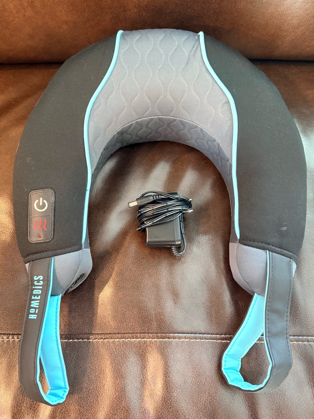 Homedics Gray and Blue Heated Neck Massager with Adapter